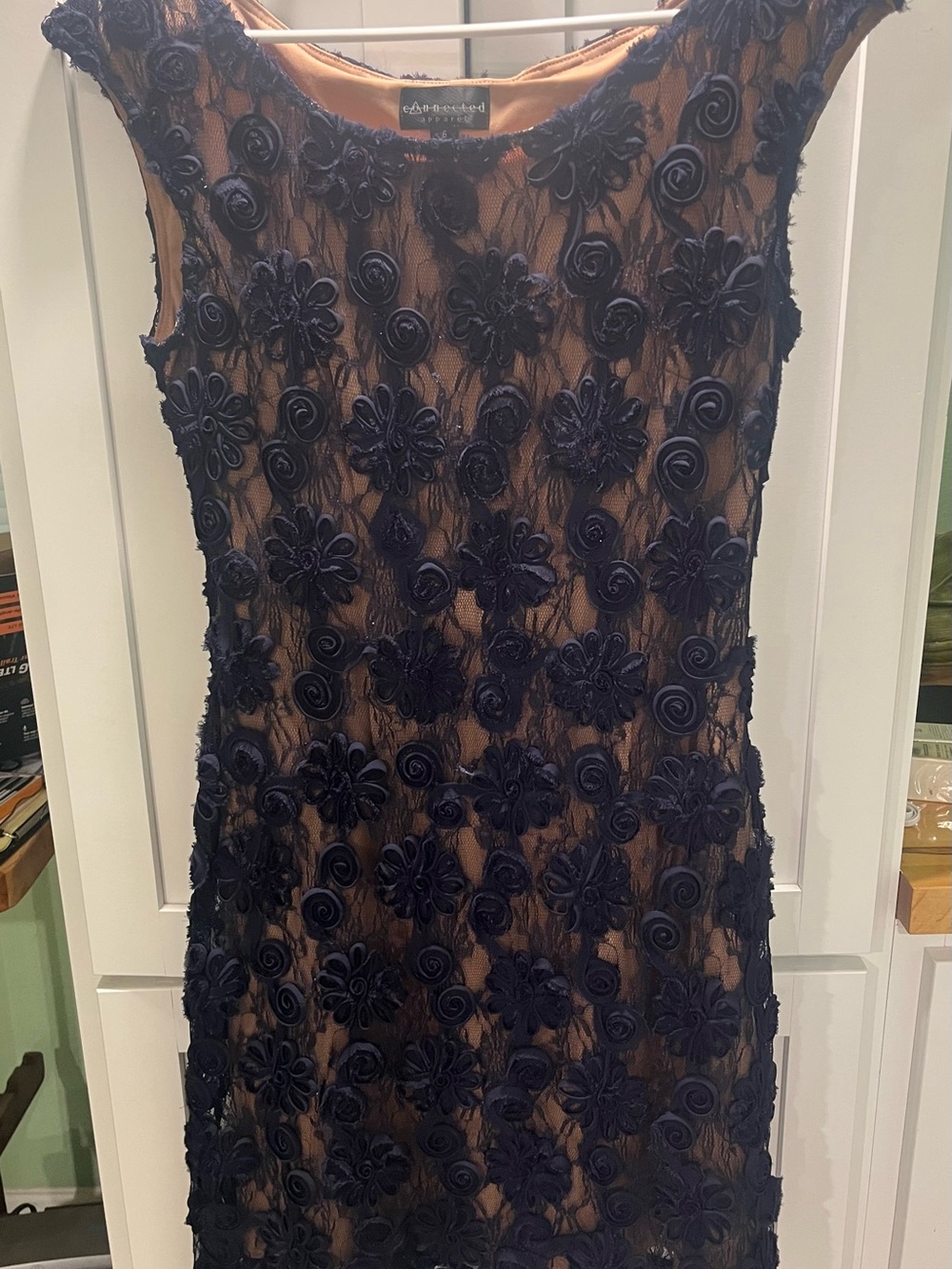 connected apparel Navy Floral Appliqué Sheath Dress
